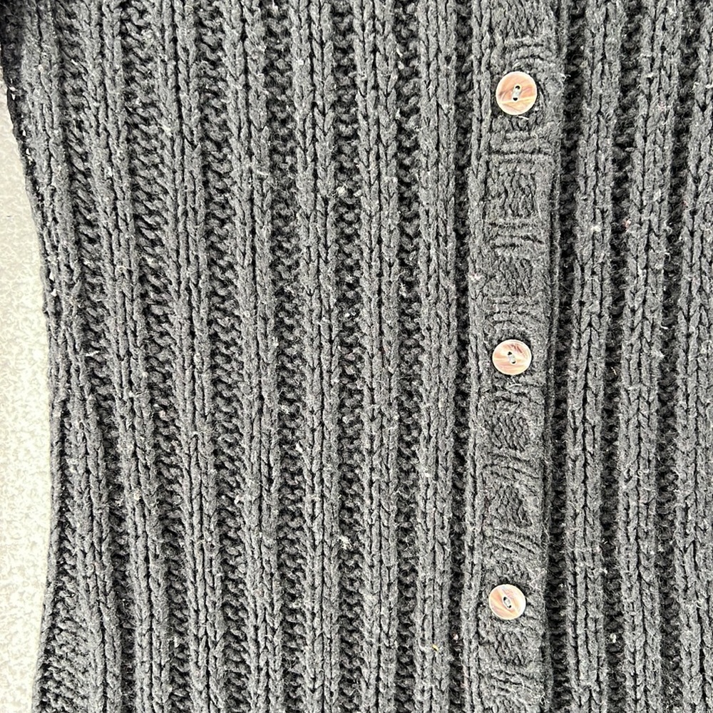 Free People‎ Button Down Cardigan Sweater Womens Medium Black Soft Stretch Fall - Picture 11 of 12